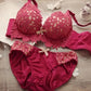 01A Women Embroidered Bra Set Wirefree Push Up Set