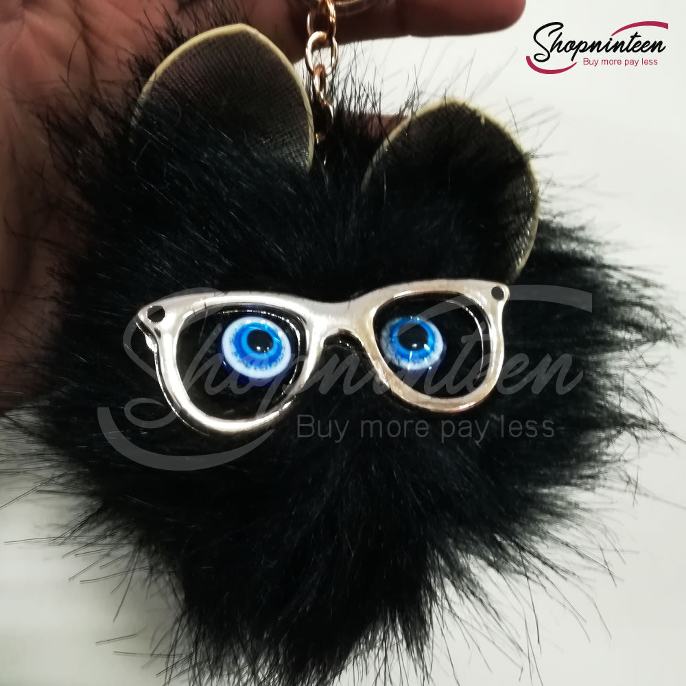Cat Face with Glasses Keychain