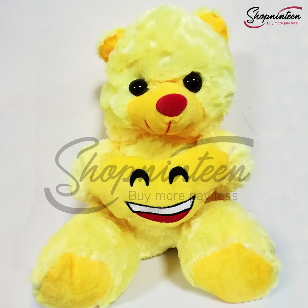 Yellow Teddy Bear with smiling heart