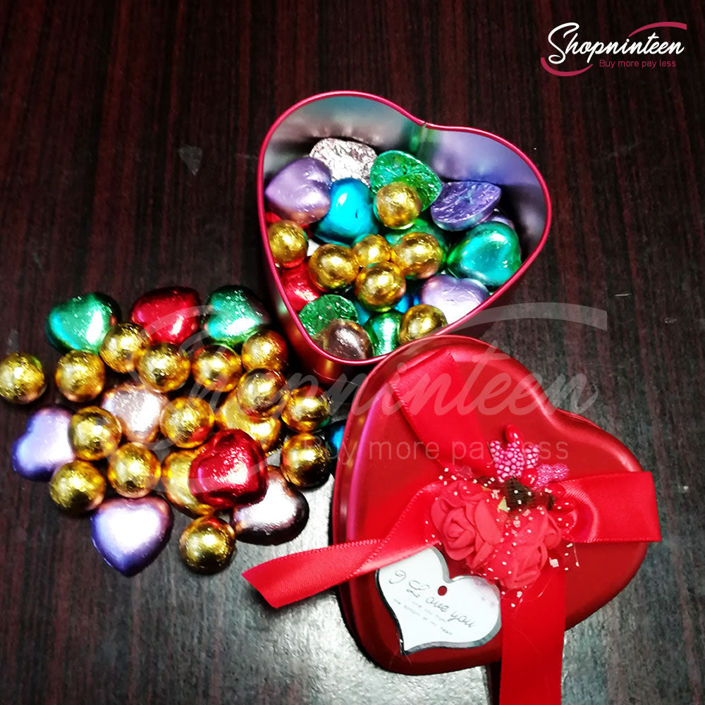Beautiful Heart box with heart and balls candy