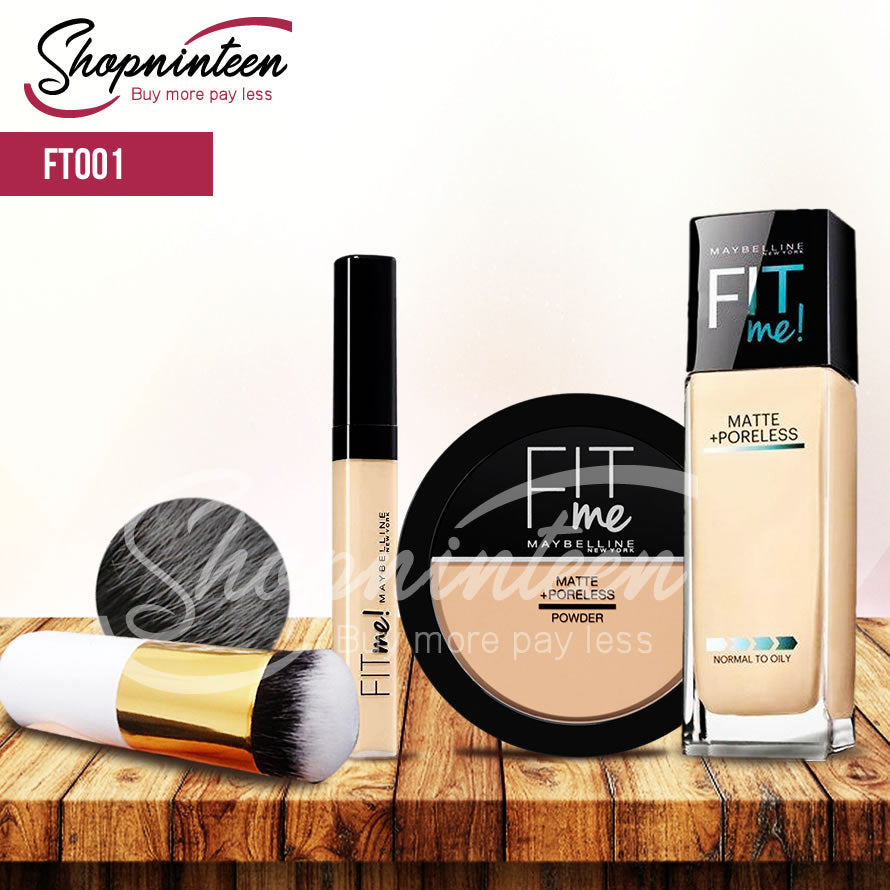 MAYBELLINE FITME CONCEALER, POWDER, FOUNDATION & CHUBBY BRUSH FT-001