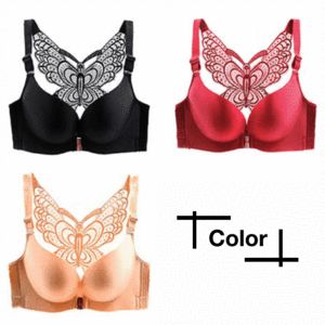 01A Butterfly Embroidery Bra / Panty Set + Front Closure Seamless Padded Bra
