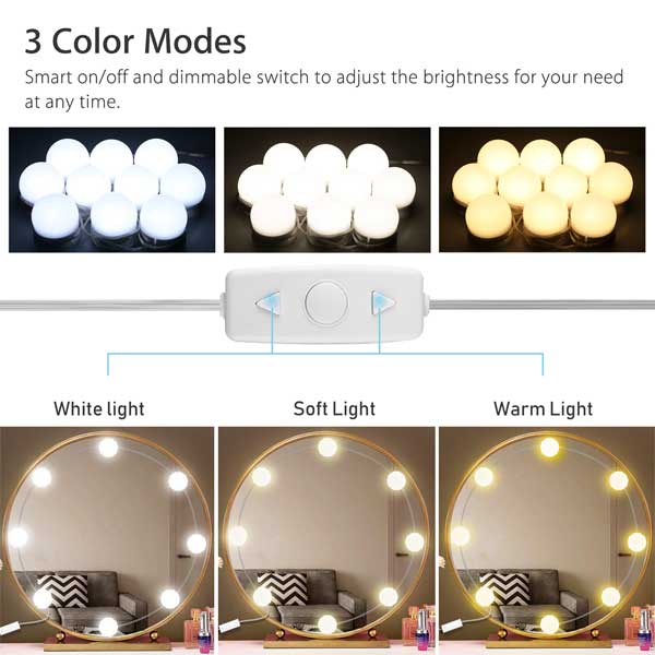 10 LED Vanity Mirror Lights Kit