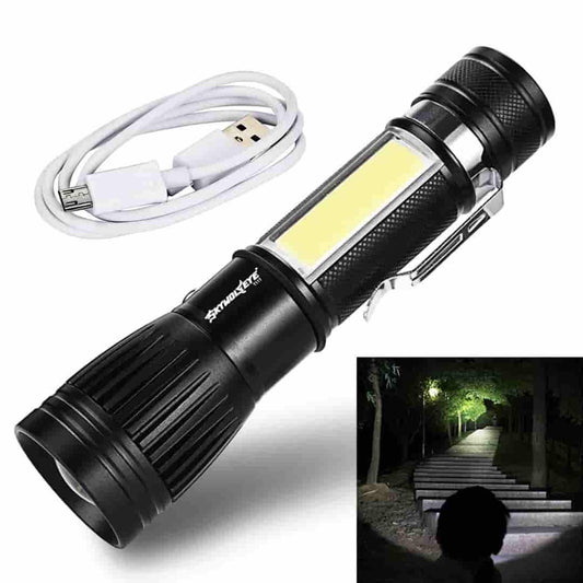 LED Rechargeable Flashlight Zoom able 3 Modes USB Charging Torch