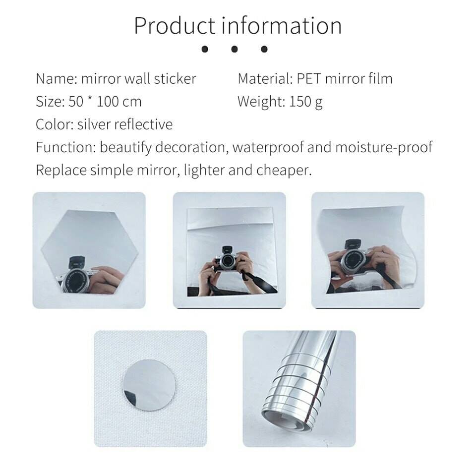 Waterproof Self Adhesive Stickers Film Mirror 50X100cm