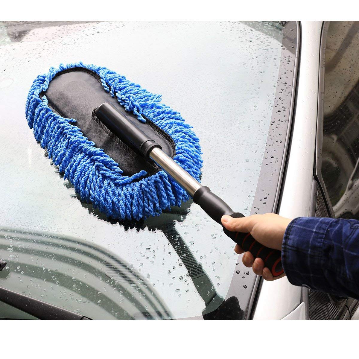 Car Wash Brush, Antistatic Car Wax Brush, for removing dust cloths from the car, removable telescopic handle, car brush