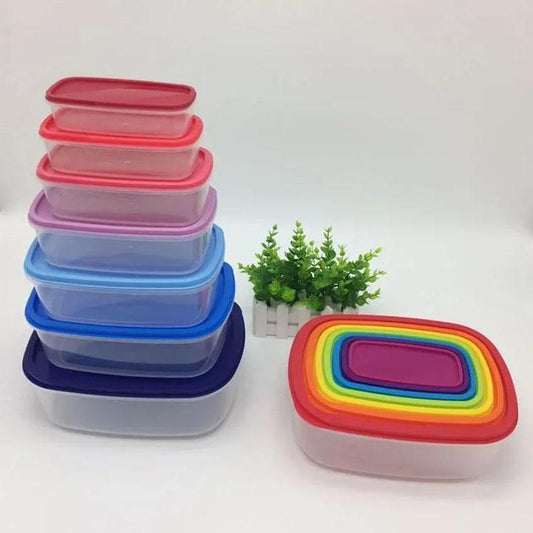 Set of 7 - Rainbow Plastic Containers - Multicolors