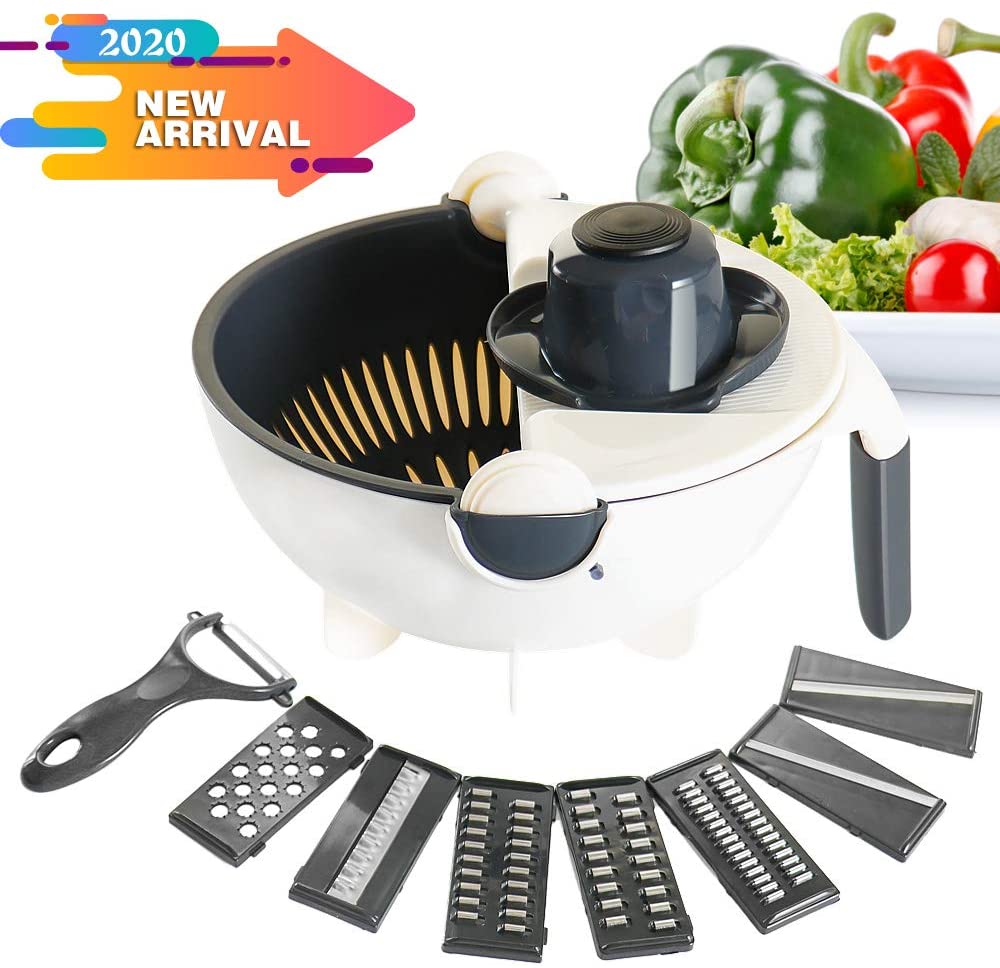 Multifunctional Rotate Vegetable Cutter With Drain Basket