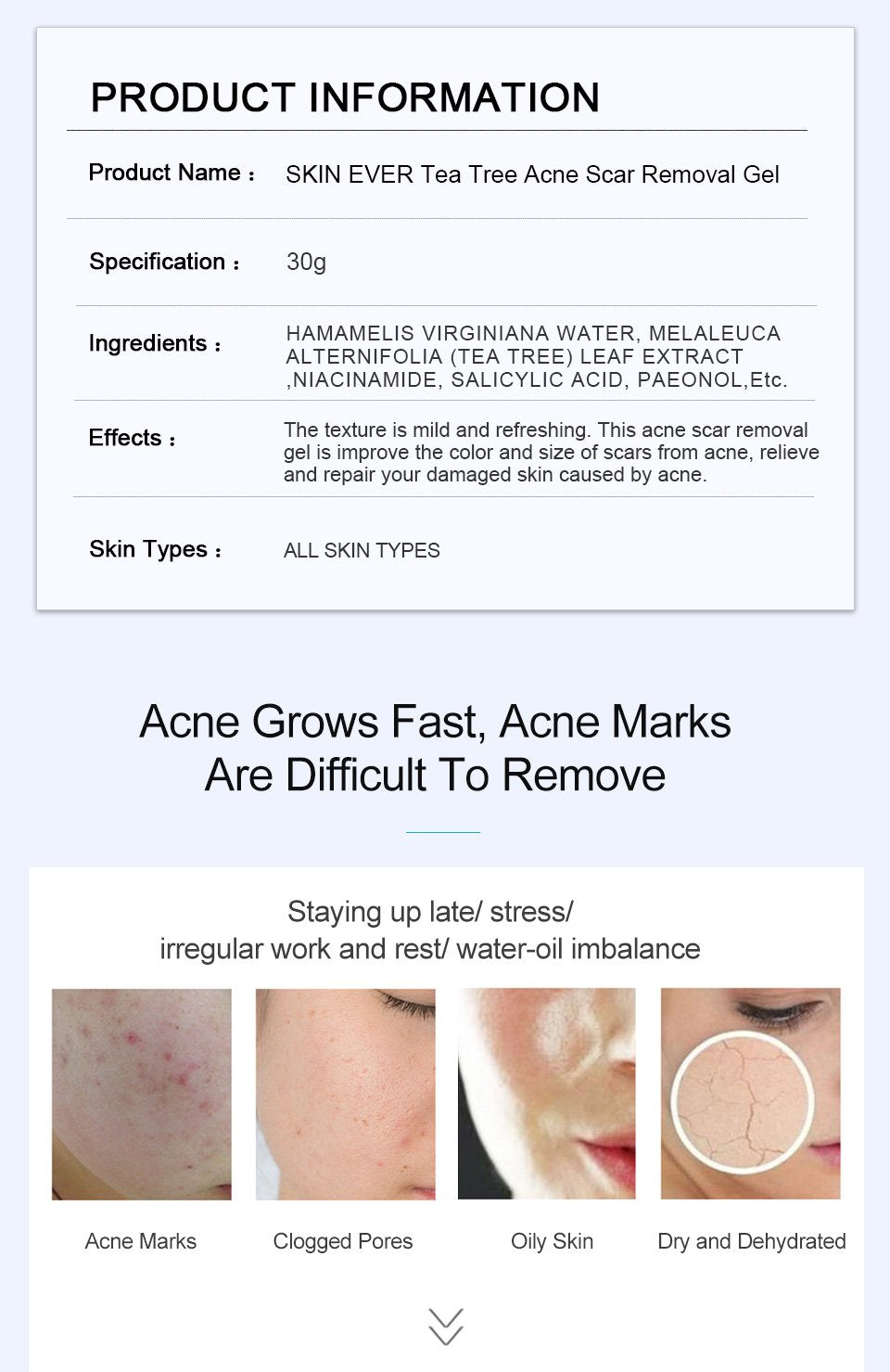 SKIN EVER Acne Scar Removal Tea Tree Facial Gel