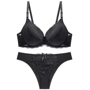 01A Women Push Up Underwire Lace Bra and Panties Set