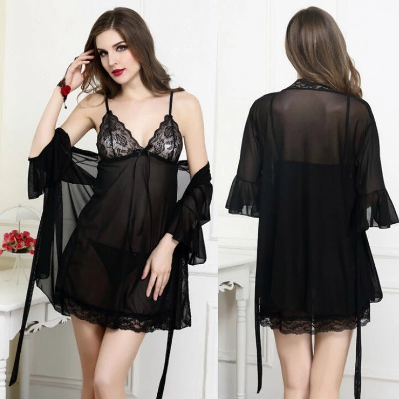 2 Piece Lace Nightwear Sexy With Panty For Ladies