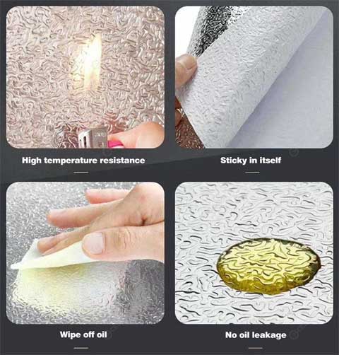 Kitchen Oil Proof Self Adhesive Aluminum Foil Stickers