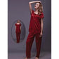01A Women's Silk Short Sleeves Pajamas Set Nightdress & Loungewear