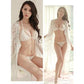 01A Floral Design 3 Pcs Lace Short Nighty with Gown