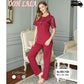 01A Lace Trim Cotton Sleepwear Smooth Pajama set