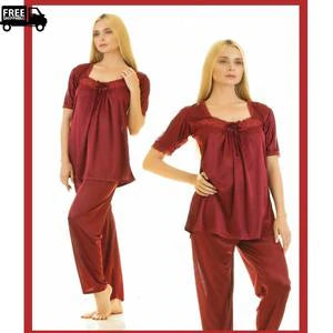 01A Silk Nightwear Pajama's Set
