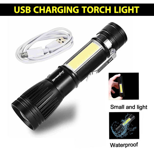 LED Rechargeable Flashlight Zoom able 3 Modes USB Charging Torch